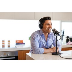 RDE PodMic Microphone -57dBVPascal Cardioid Black/Silver | Superior Sound Quality for Podcasts & Streaming